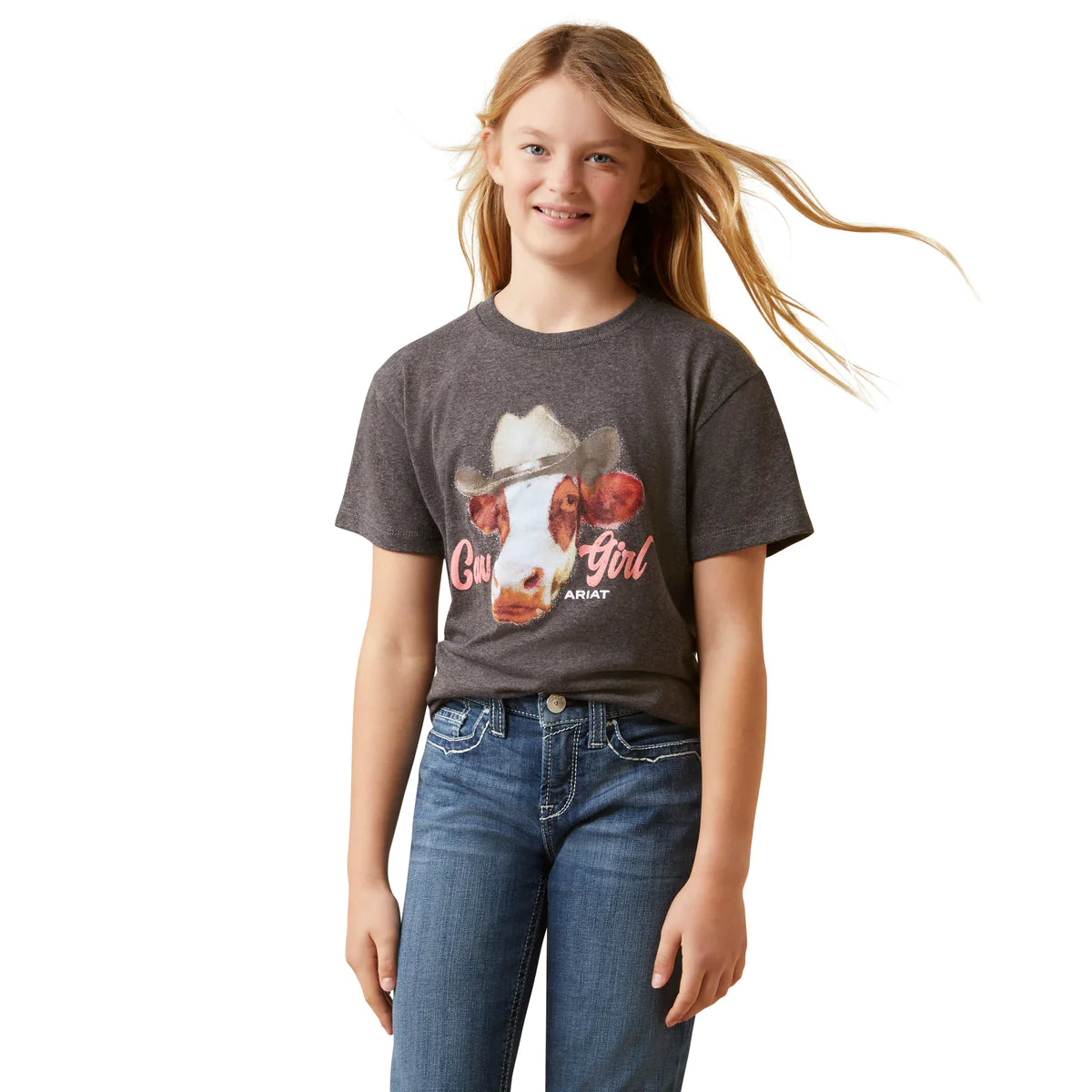 Ariat Gls Cow Girl SS Tee Charcoal Heather