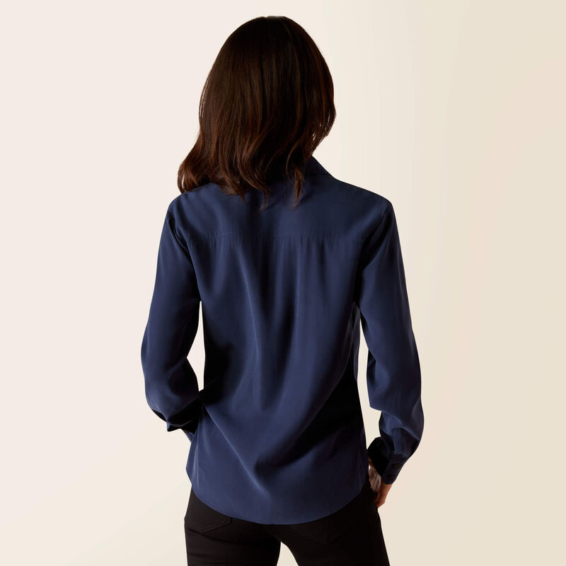 Ariat Wms Larkspur LS Blouse Navy - Black Friday Sale