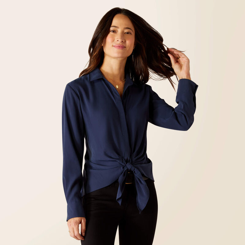 Ariat Wms Larkspur LS Blouse Navy - Black Friday Sale