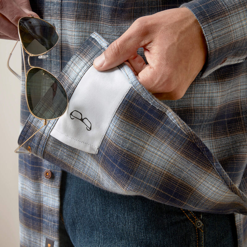 Ariat Mns Rebar Flannel Durastretch LS Work Shirt Blue Khaki Plaid - Winter Black Friday Sale