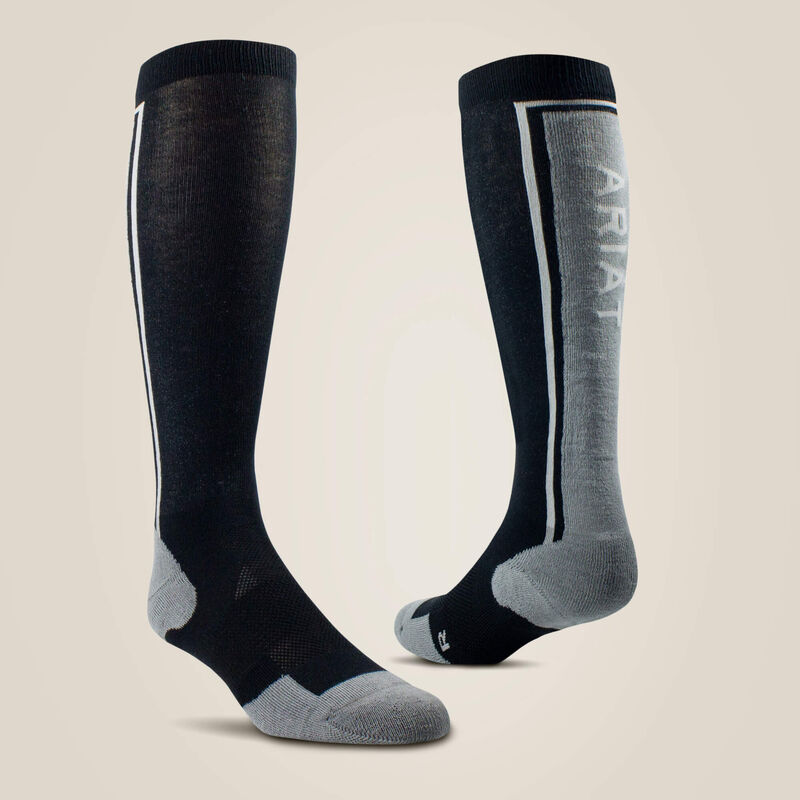 Ariat Uni Ariattek Winter Slimline Socks Black/Sleet