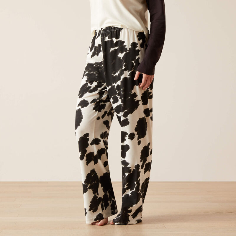 Ariat Wms Cow Pajama Set Coconut Milk Print