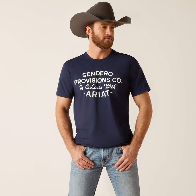 Ariat Mns Sendero Provisions SS T Shirt Navy - EOFY Sale