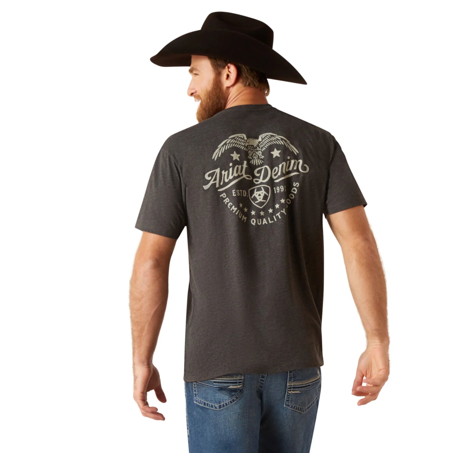 Ariat Mns Eagle Round SS T Shirt Charcoal Heather