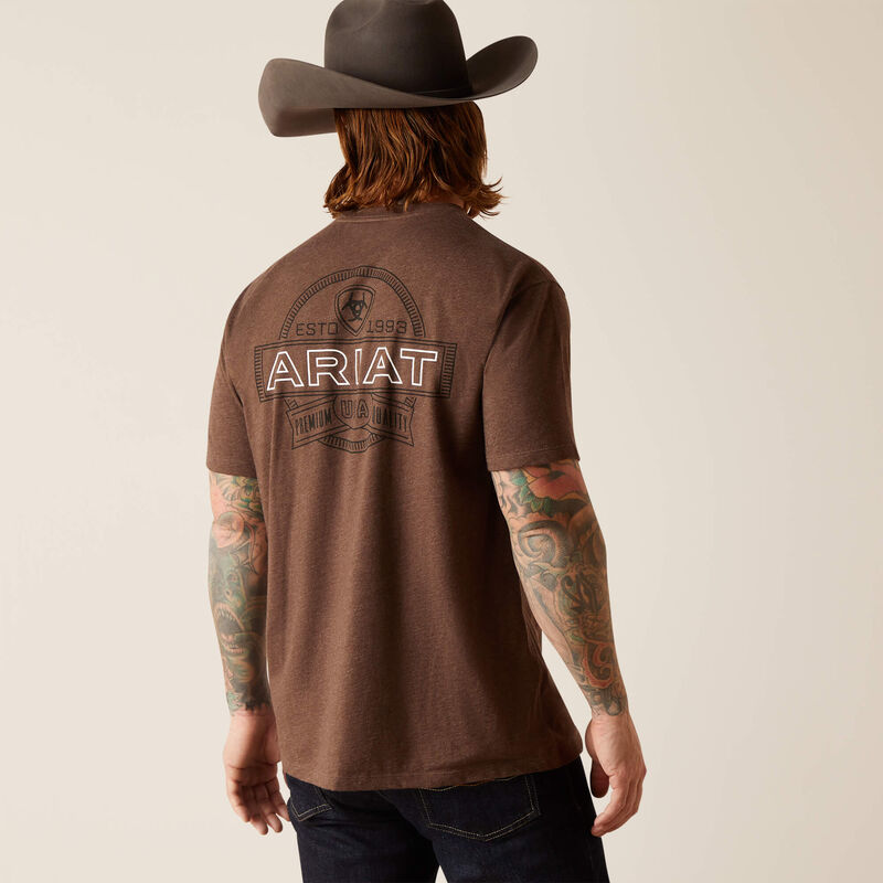 Ariat Mns Outline Circle SS T Shirt Brown Heather