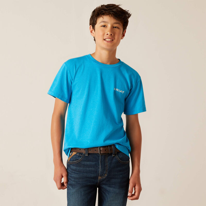 Ariat Bys Western Wire SS T Shirt Turquoise Heather