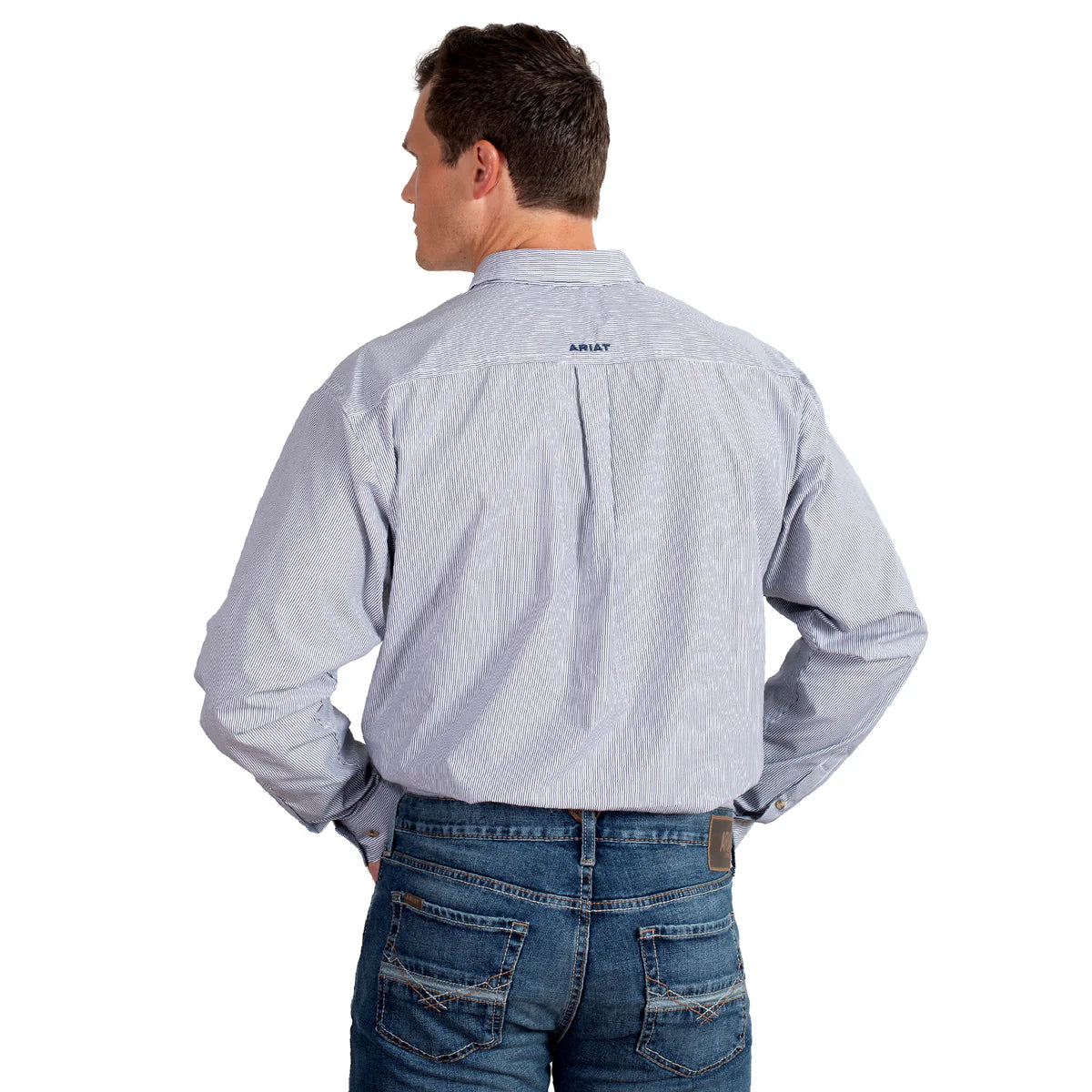 Ariat Mns Pro Series Cliff LS Shirt Navy Stripe - Christmas Sale