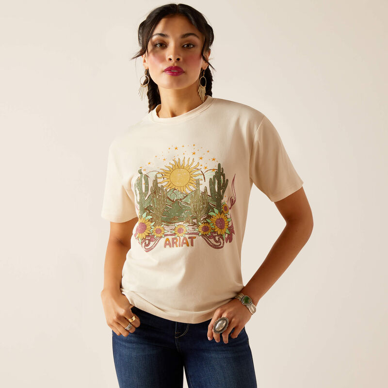 Ariat Wms Desert Dreaming SS T Shirt Natural - Black Friday Sale