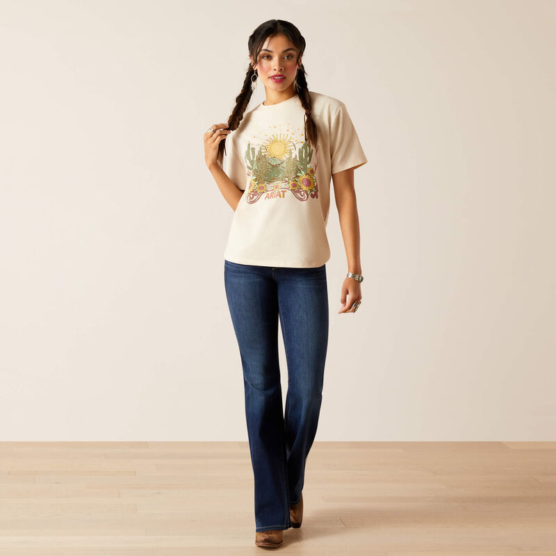 Ariat Wms Desert Dreaming SS T Shirt Natural - Black Friday Sale
