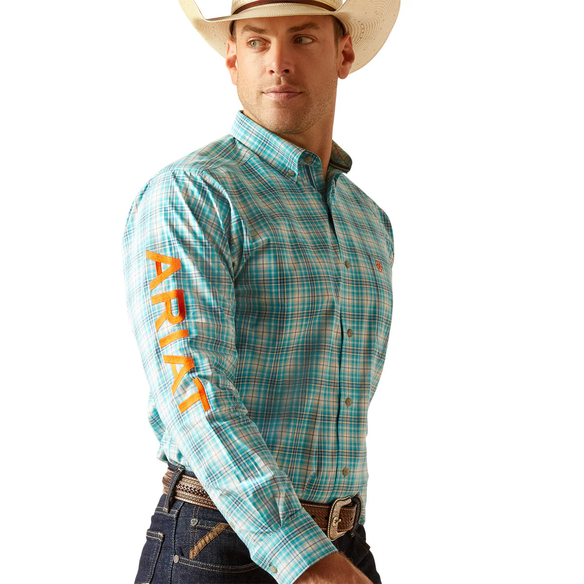 Ariat Mns Pro Team Vincent LS Shirt Turquoise - Black Friday Sale