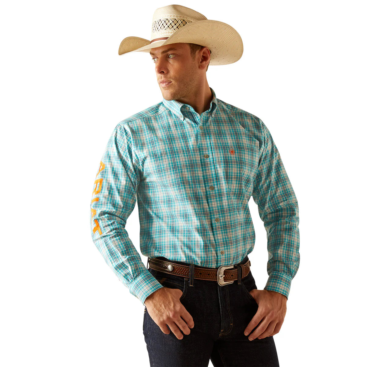 Ariat Mns Pro Team Vincent LS Shirt Turquoise - Black Friday Sale