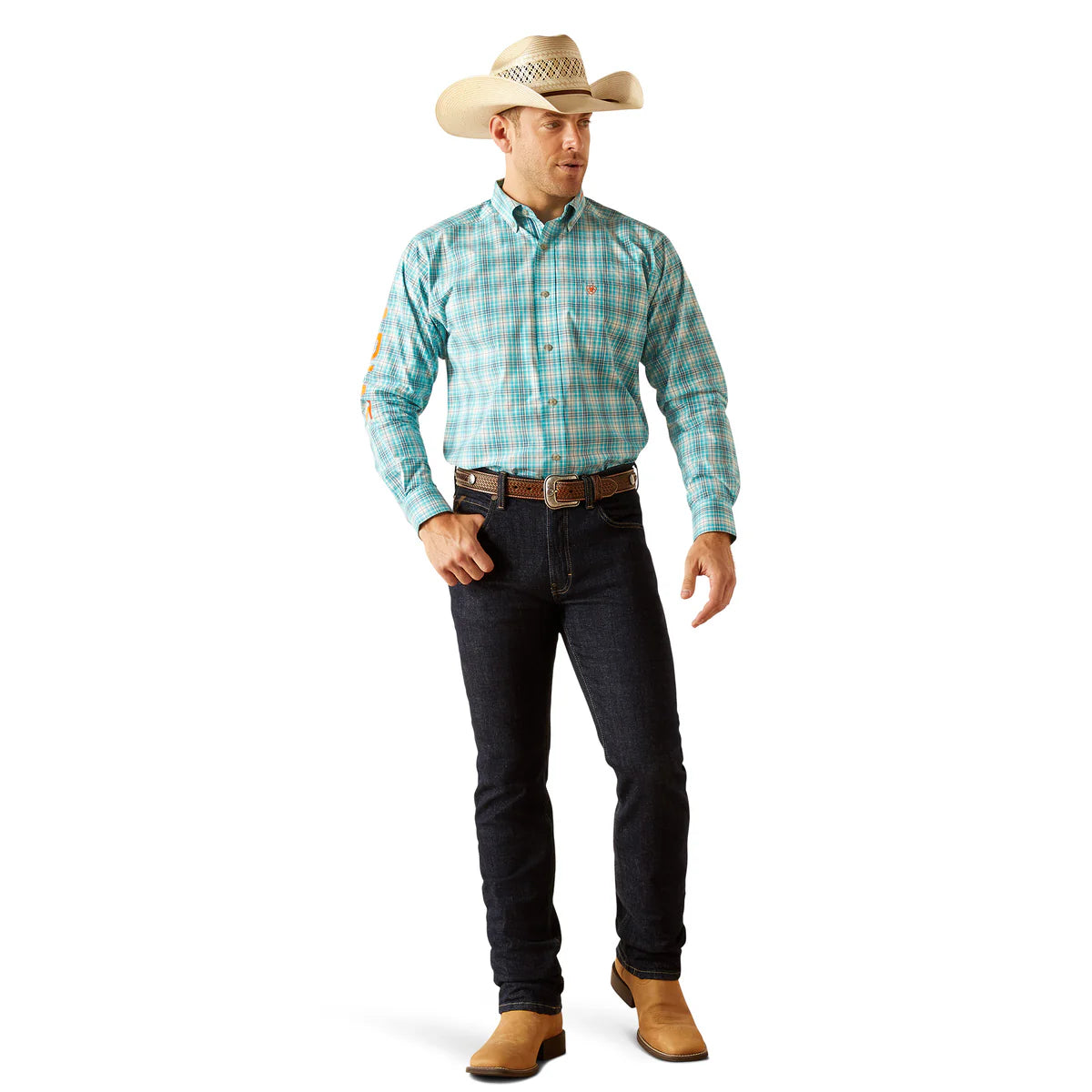 Ariat Mns Pro Team Vincent LS Shirt Turquoise - Black Friday Sale