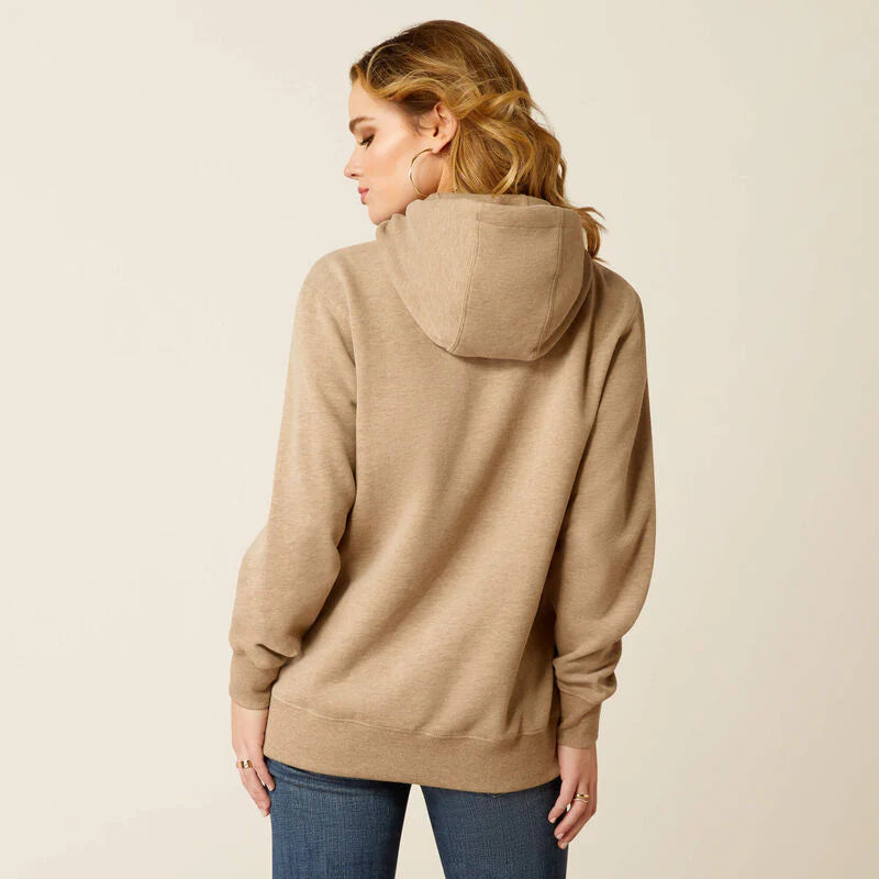 Ariat Wms Bronco Stitch Hoodie Dark Oatmeal Heather - Winter Black Friday Sale
