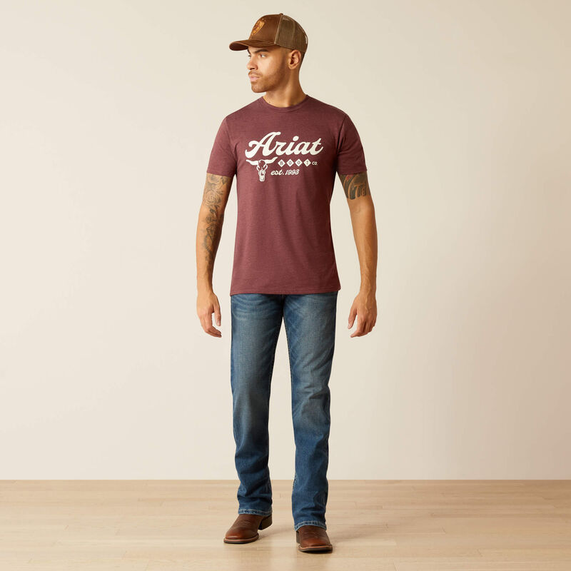 Ariat Mns Established Boot Co SS Tee Maroon Heather