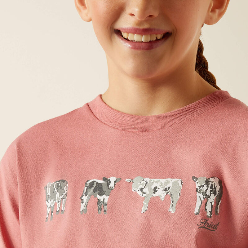 Ariat Gls Mini Cow Squad SS Tee Dusty Rose - Summer Clearance
