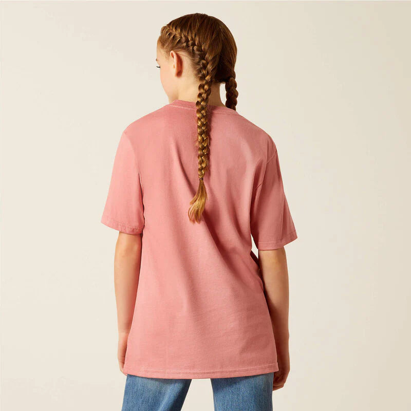 Ariat Gls Mini Cow Squad SS Tee Dusty Rose - Summer Clearance