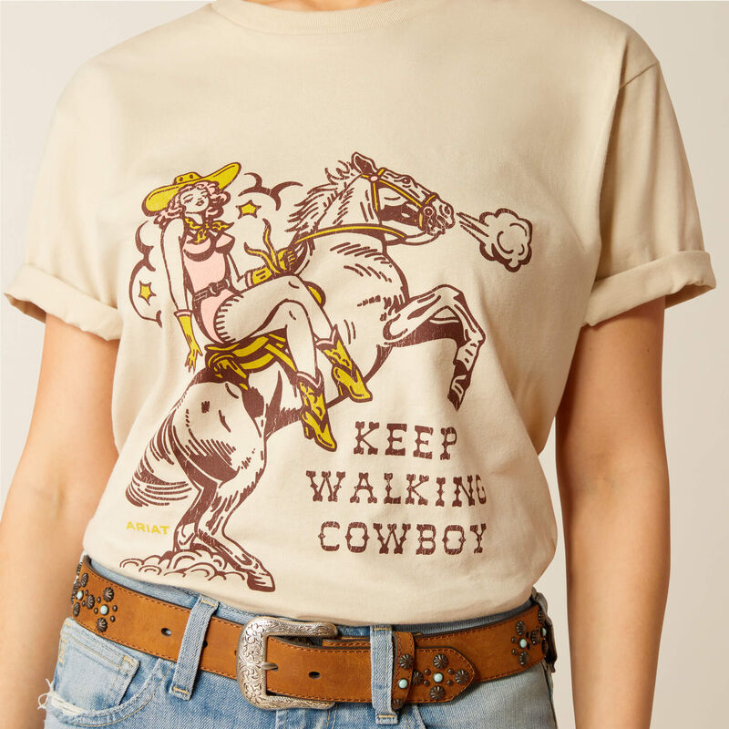 Ariat Wms Keep Walkin Cowboy SS Tee Natural - Black Friday Sale