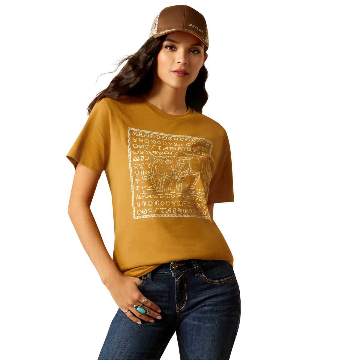 Ariat Wms Longhon Brand SS Tee Harvest Gold - Clearance