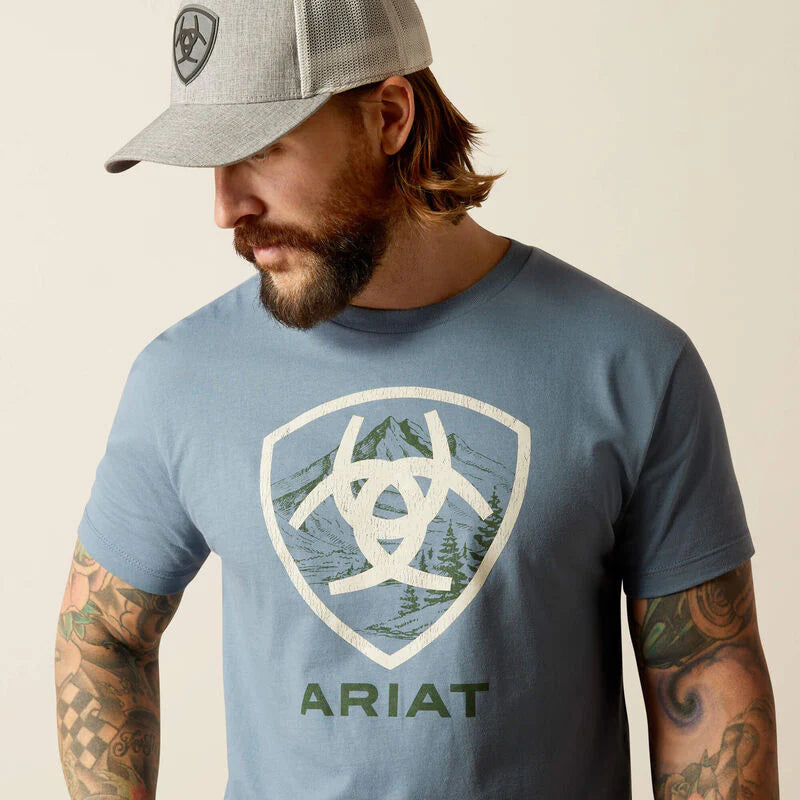 Ariat Mns Rocky Peak SS Tee Light Denim