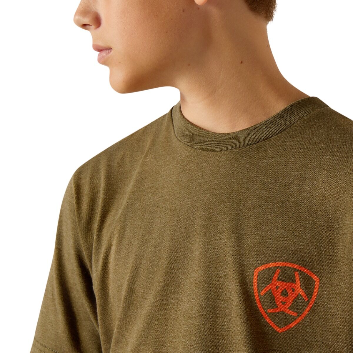 Ariat Bys Grain Flag SS Tee Military Heather - Summer Clearance