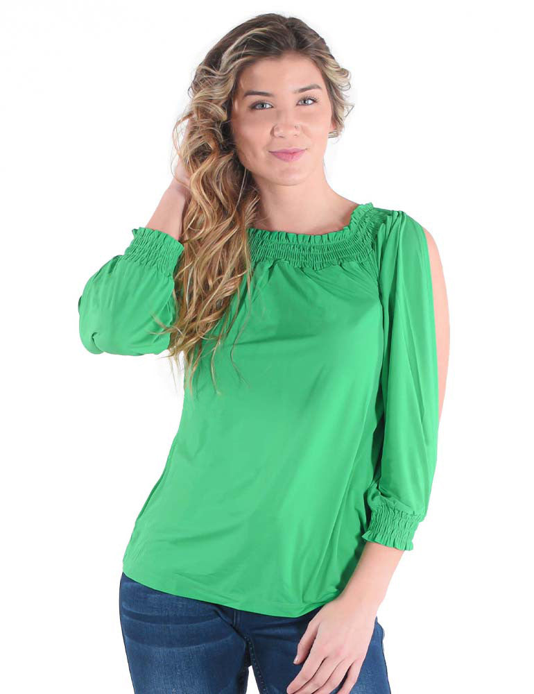 Cowgirl Tuff Breathe Instant Cooling UPF Flowy Blouse with Open Sleeves