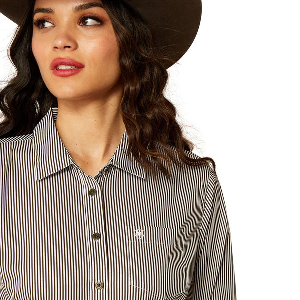 Ariat Wms Kirby Pro Long Sleeve Shirt Relic/White Stripe