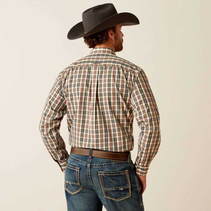 Ariat Mns Wrinkle Free Folk LS Shirt Brown