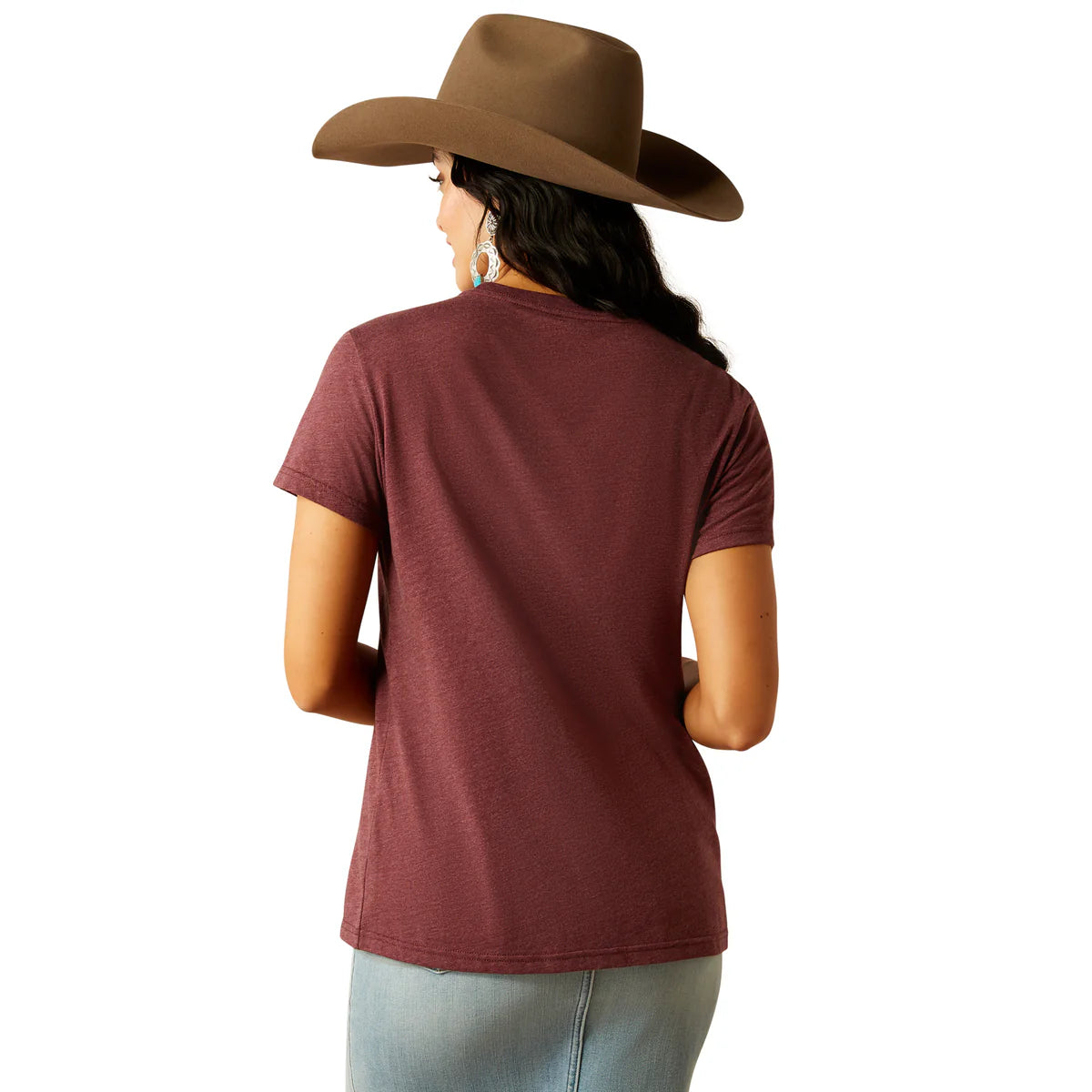 Ariat Wms Modern Neon SS Tee Maroon Heather - Black Friday Sale