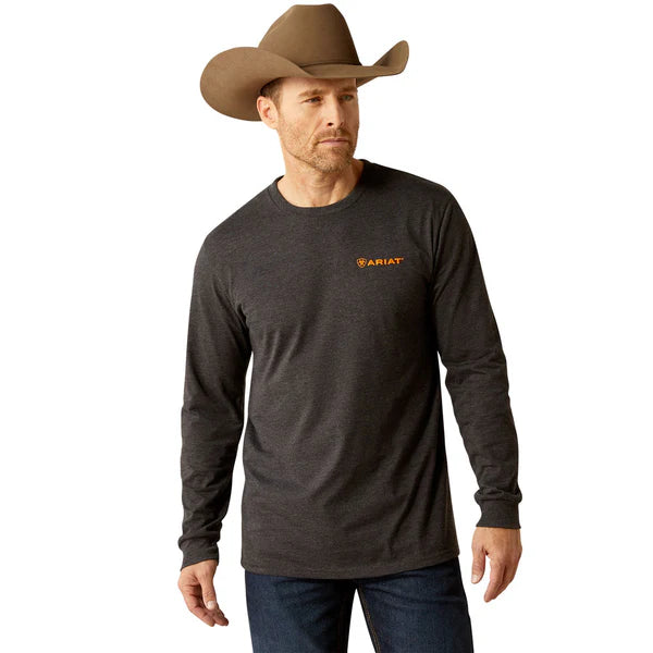 Ariat Mns Wetlands Nature LS Tee Charcoal Heather