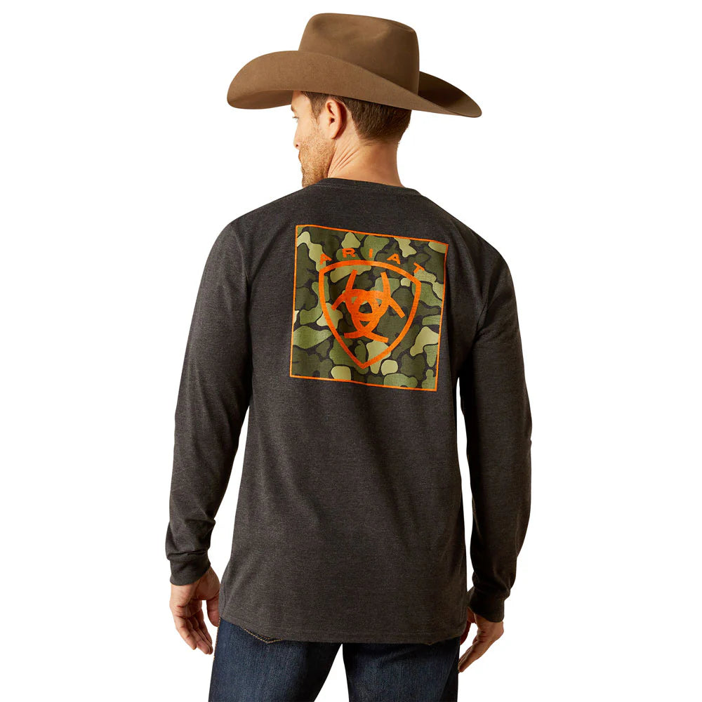 Ariat Mns Wetlands Nature LS Tee Charcoal Heather
