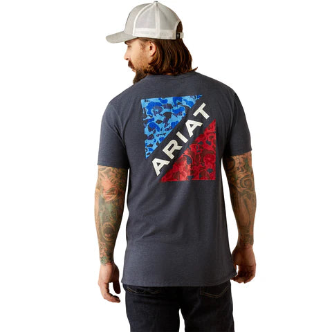 Ariat Mns Camo Patriot SS Tee Navy Heather