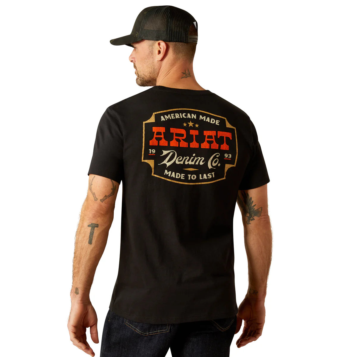 Ariat Mns Denim Badge SS Tee Black