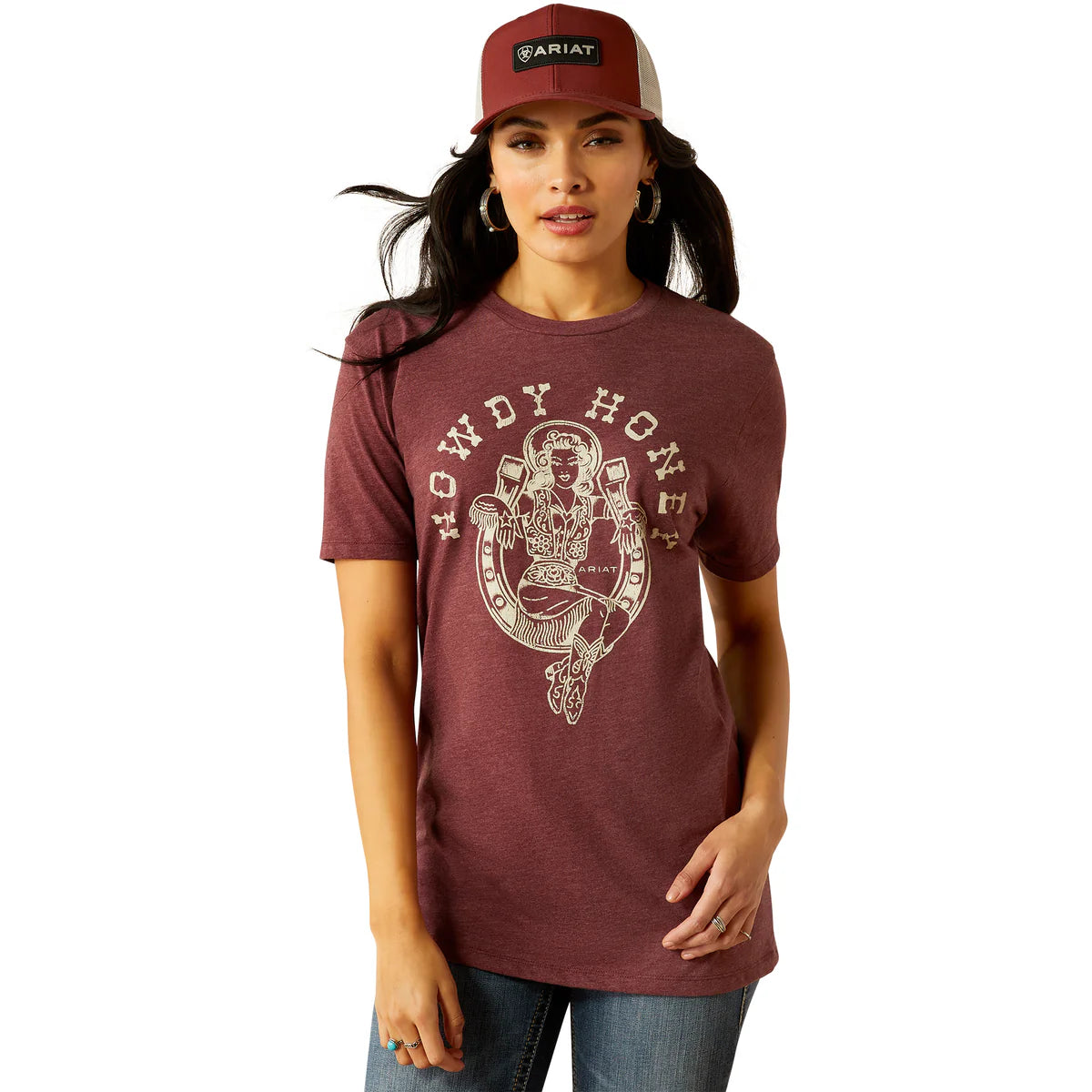 Ariat Wms Rodeo Sweetie SS Tee Maroon Heather - Clearance