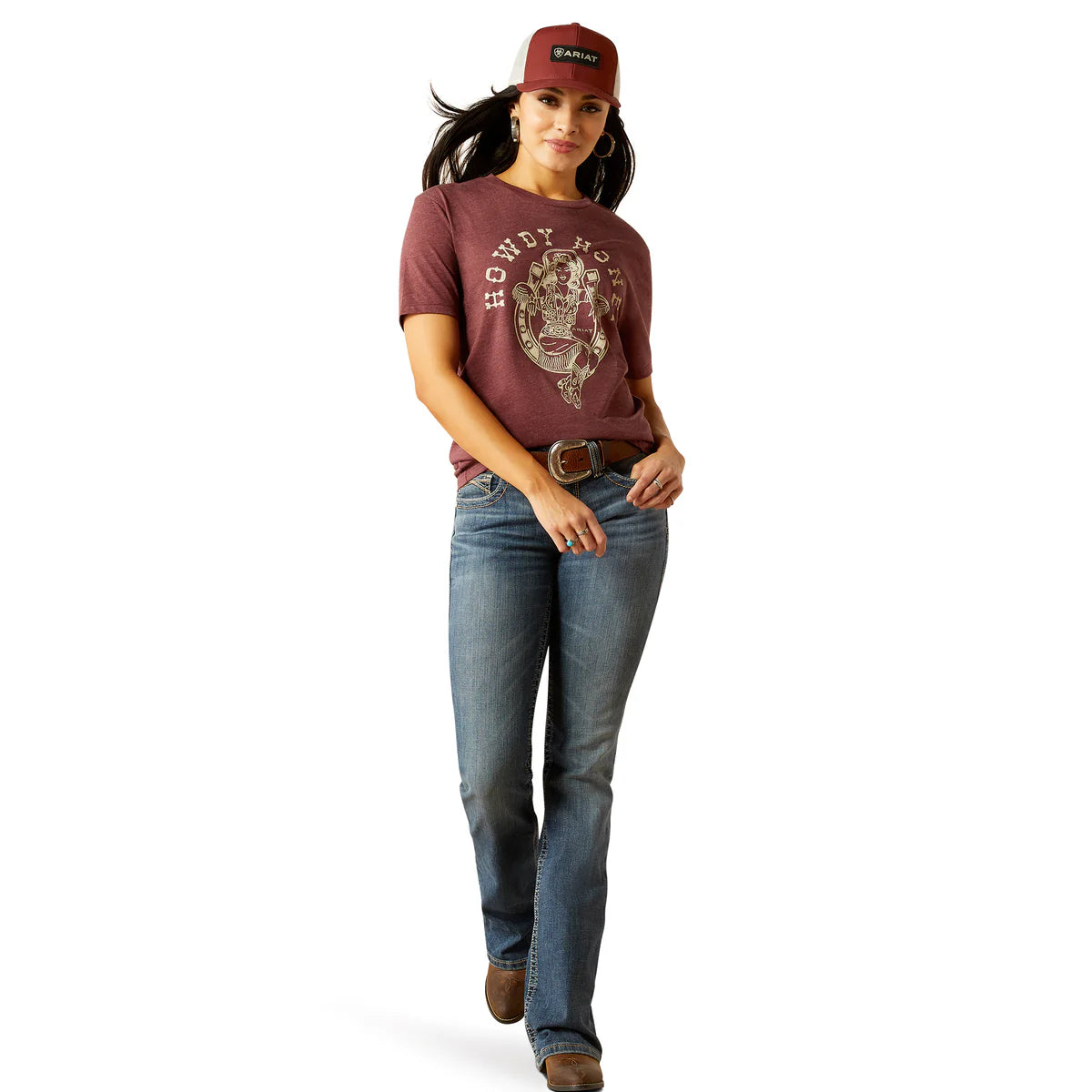 Ariat Wms Rodeo Sweetie SS Tee Maroon Heather - Black Friday Sale