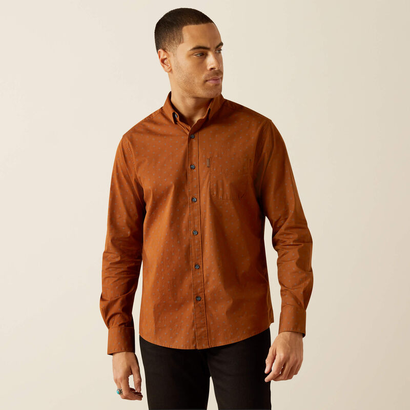 Ariat Mns Michey Modern Fit LS Shirt Brown - Black Friday Sale