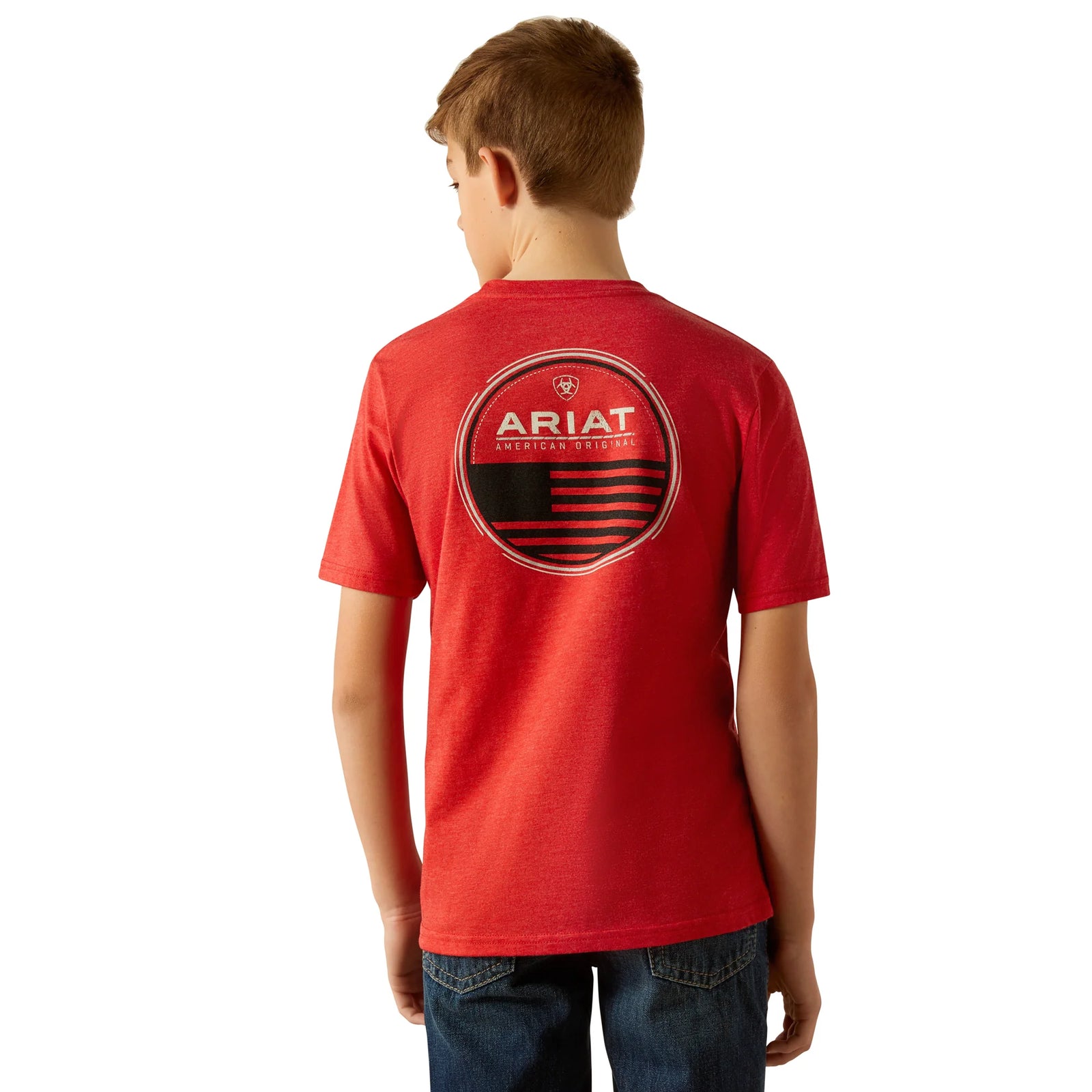 Ariat Bys Original Flag Scope SS Tee Red Heather
