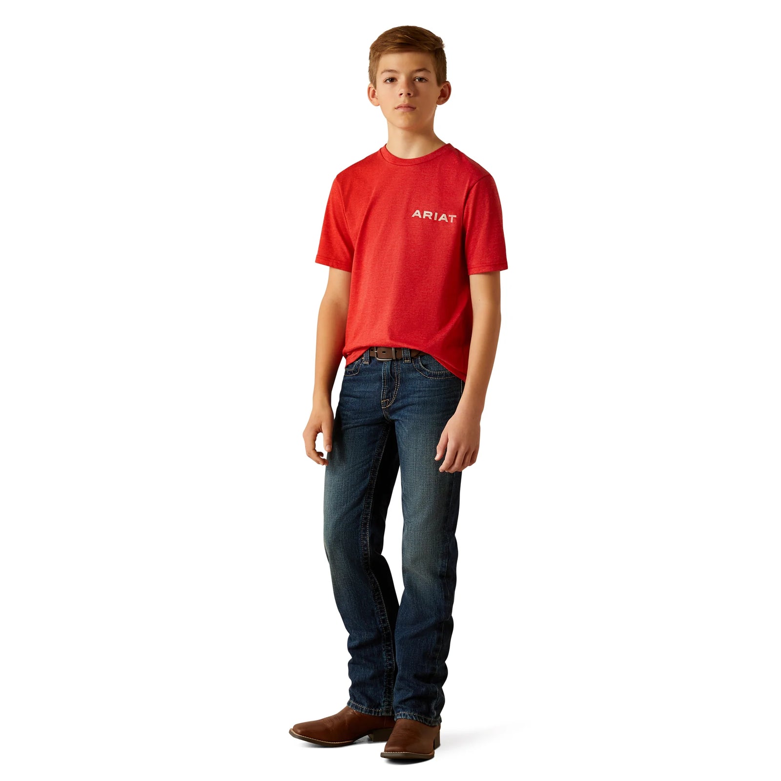 Ariat Bys Original Flag Scope SS Tee Red Heather