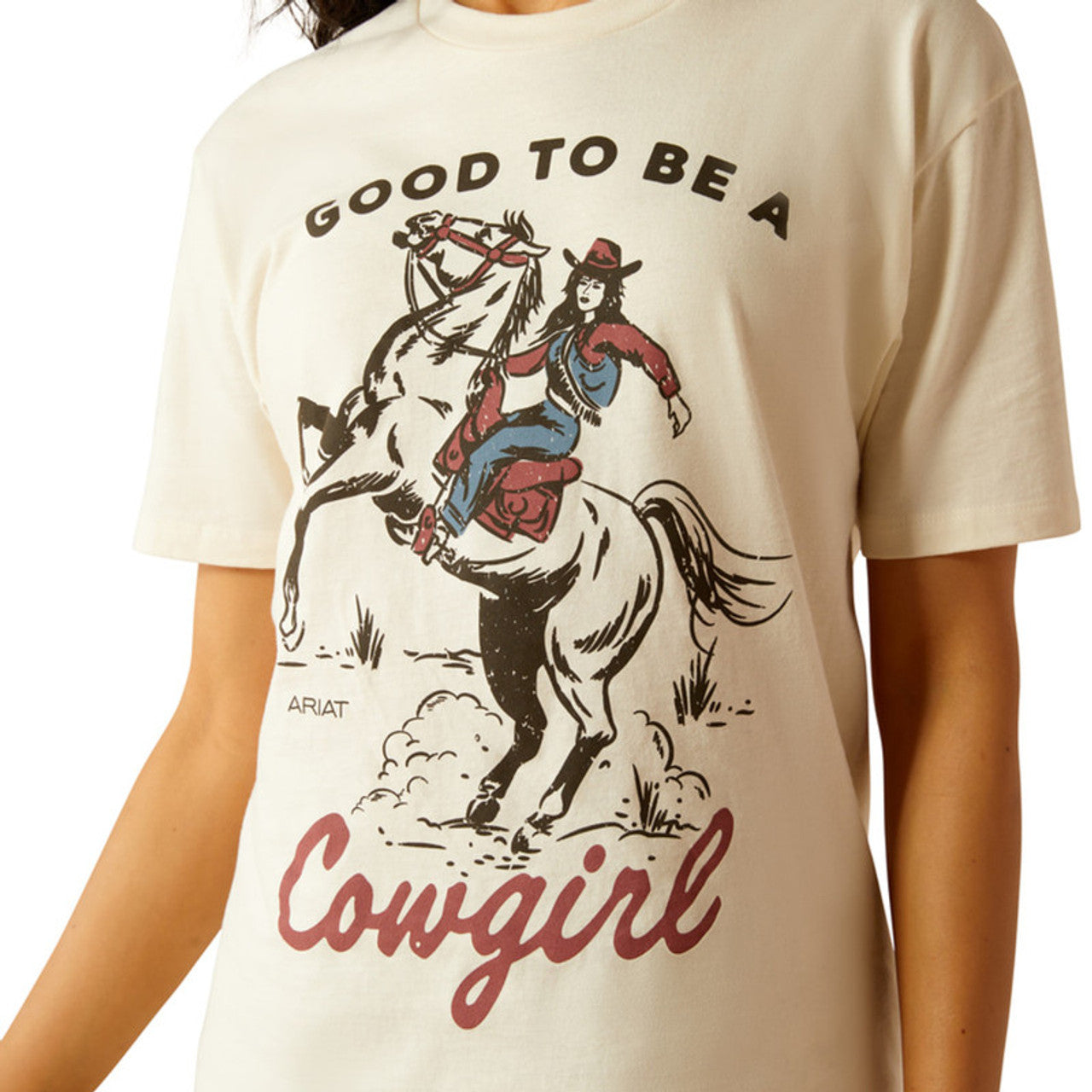 Ariat Wms Good To Be a Cowgirl SS Boyfriend Tee Off White - Clearance