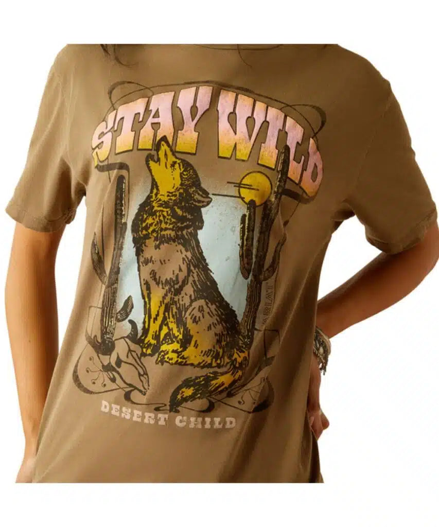 Ariat Wms Stay Wild Coyote SS Boyfriend Tee Camel - Black Friday Sale