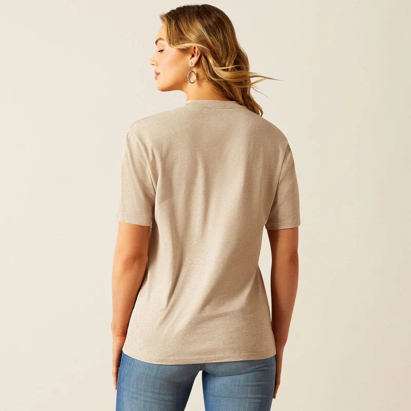 Ariat Wms Longhorn SS Tee Oatmeal Heather