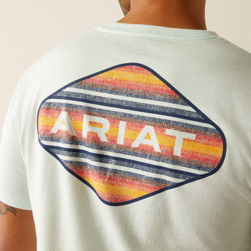 Ariat Mns Sunrise Bar Hex SS Tee Glacier