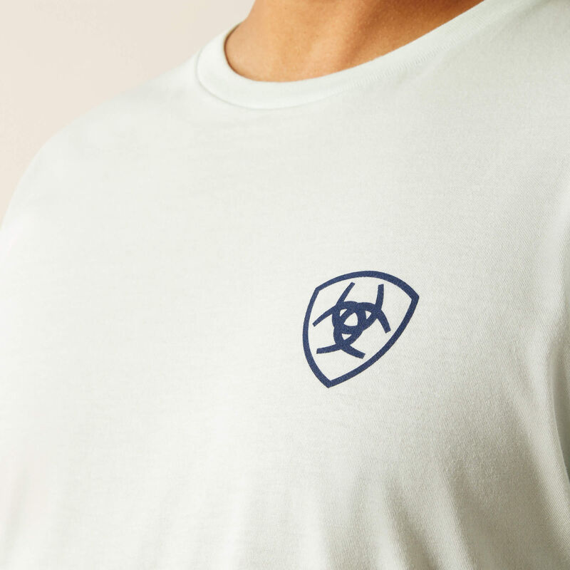 Ariat Mns Sunrise Bar Hex SS Tee Glacier
