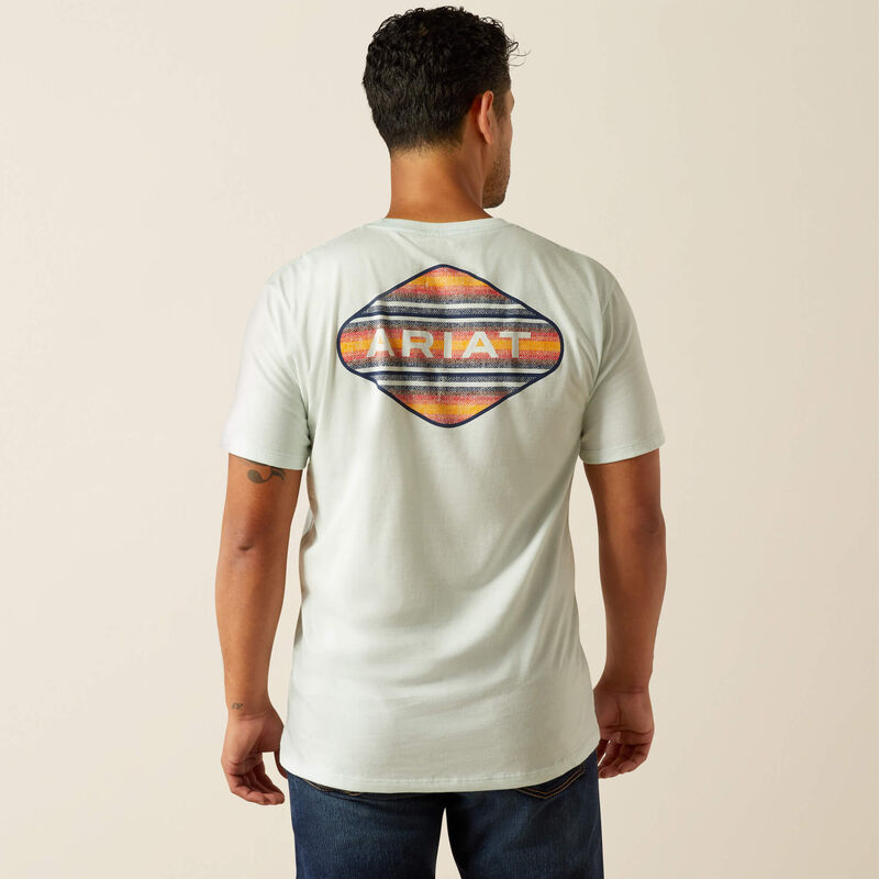 Ariat Mns Sunrise Bar Hex SS Tee Glacier