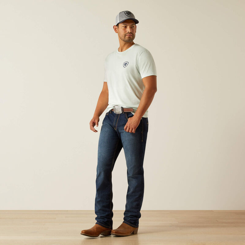 Ariat Mns Sunrise Bar Hex SS Tee Glacier