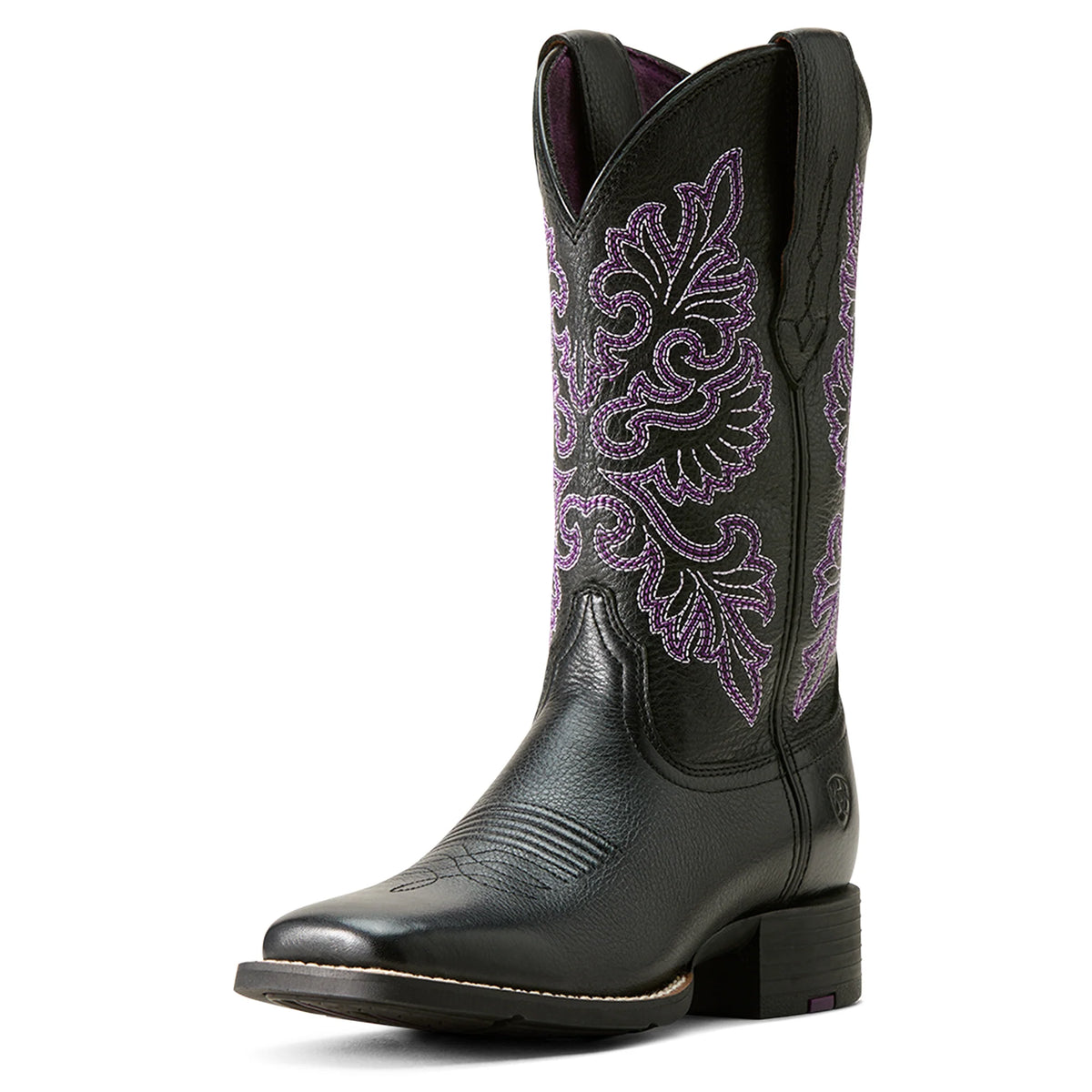 Ariat Wms Round Up Wide Square Toe Stretchfit Black Deertan - Black Friday Sales