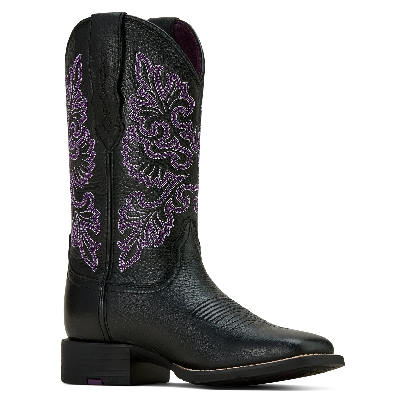 Ariat Wms Round Up Wide Square Toe Stretchfit Black Deertan - Black Friday Sales