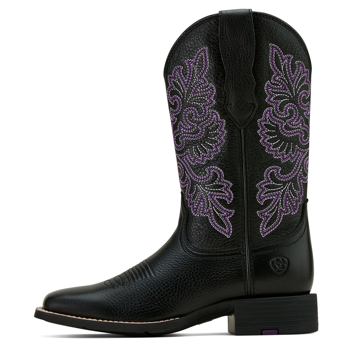 Ariat Wms Round Up Wide Square Toe Stretchfit Black Deertan - Black Friday Sales