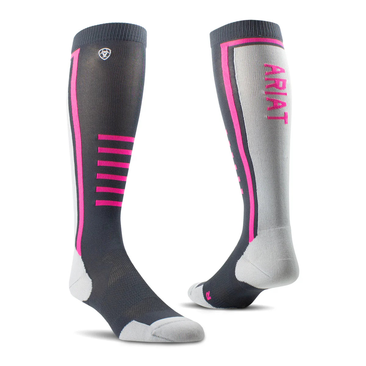 Ariat Uni Ariattek Slimline Performance Socks Ebony/Knockout Pink