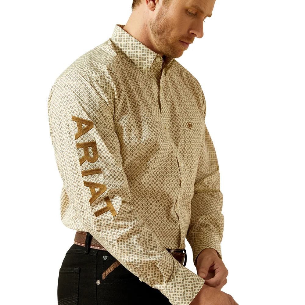 Ariat Mns Team Pierce LS Shirt Cream/Light Brown