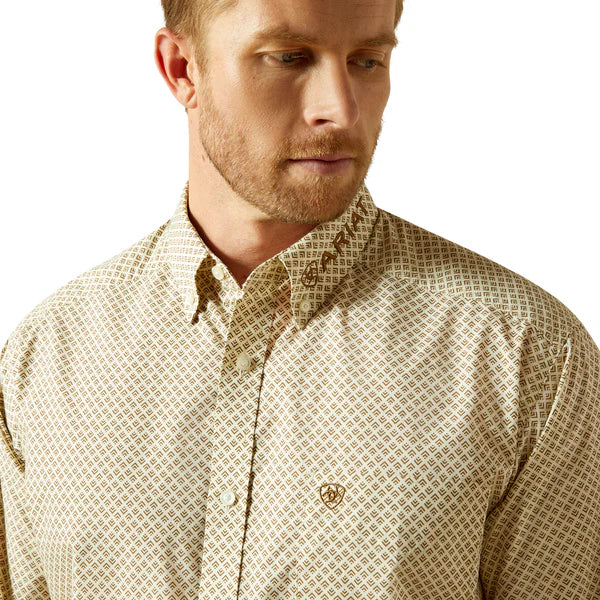 Ariat Mns Team Pierce LS Shirt Cream/Light Brown